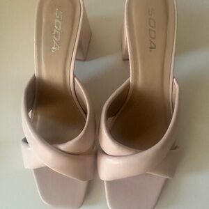 Soda Women's Blush Heeled Mules